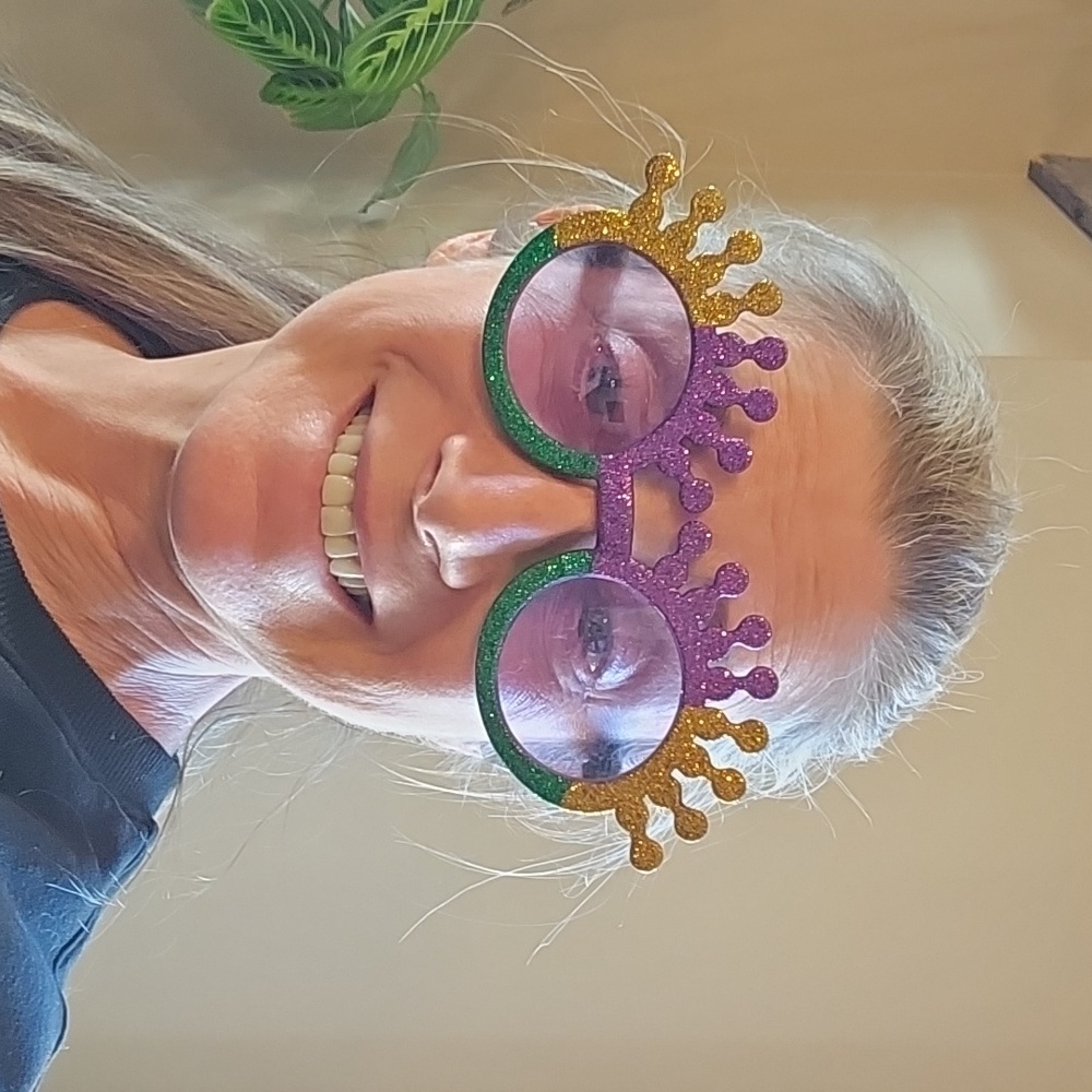 Mardi Gras tinted plastic glasses